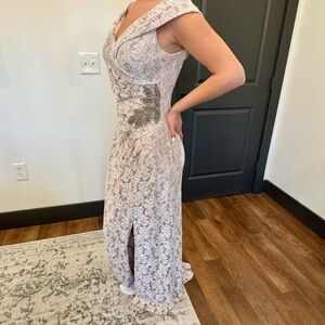 Alex Evenings Maxi Gown with Plunge Neckline and Slit